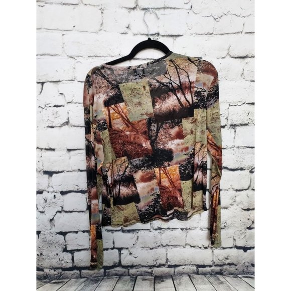 Vintage The Collection Womens Sheer Long Sleeve Top, All over Print, Size 2X - Picture 4 of 4